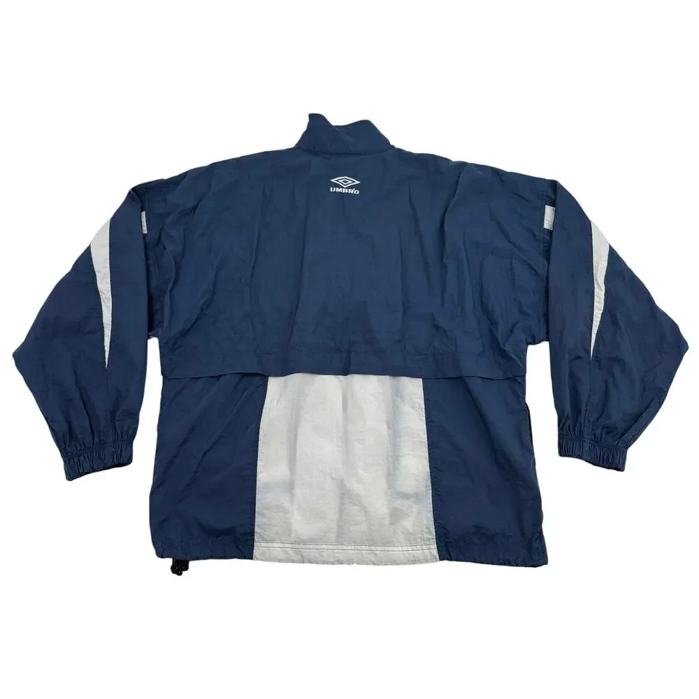 Vintage Umbro Soccer Futbol Windbreaker Jacket XL Blue White Nylon Sporty